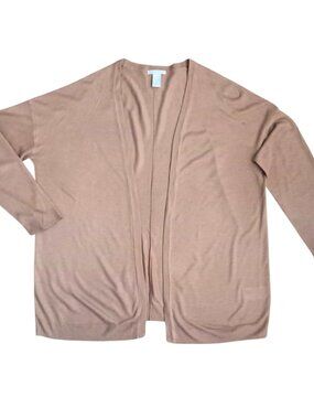H&M Beige Fine Knit Open Front Cardigan L